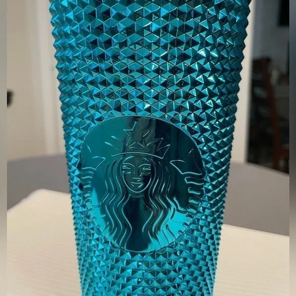 Starbucks Summer 2023 Blue Splash Chrome Bling Studded 24oz Tumbler. NWT. Blingy - Picture 2 of 6
